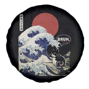 Japanese Kawaii Anime Cat Spare Tire Cover Funny Surfing Cat Bruh Retro The Great Wave Kanagawa TS10 Print Your Wear
