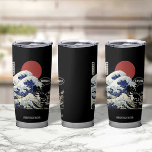 Japanese Kawaii Anime Cat Tumbler Cup Funny Surfing Cat Bruh Retro The Great Wave Kanagawa TS10 Print Your Wear