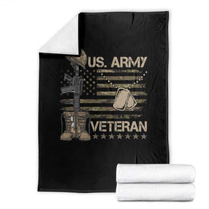 US Army Veteran Flag Throw Blanket TS10 Black Print Your Wear
