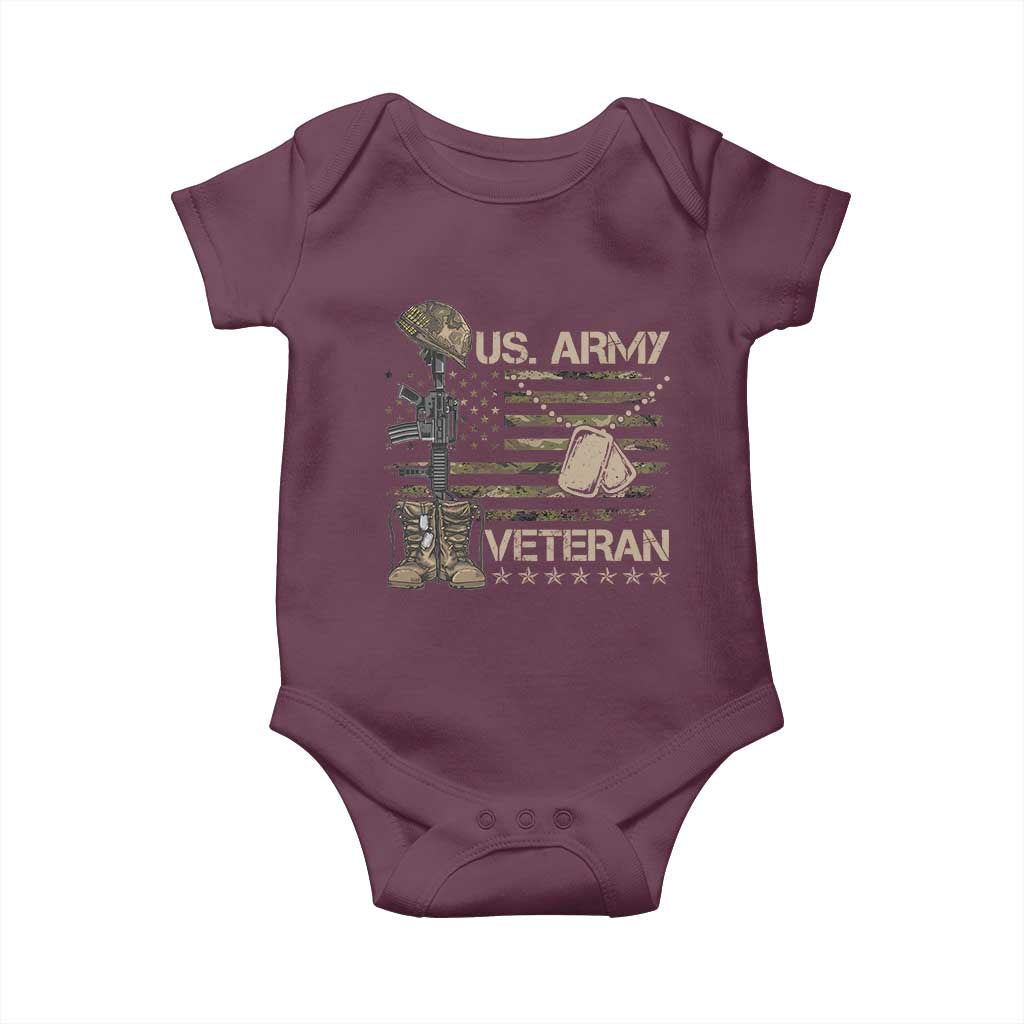 US Army Veteran Flag Baby Onesie TS10 Maroon Print Your Wear