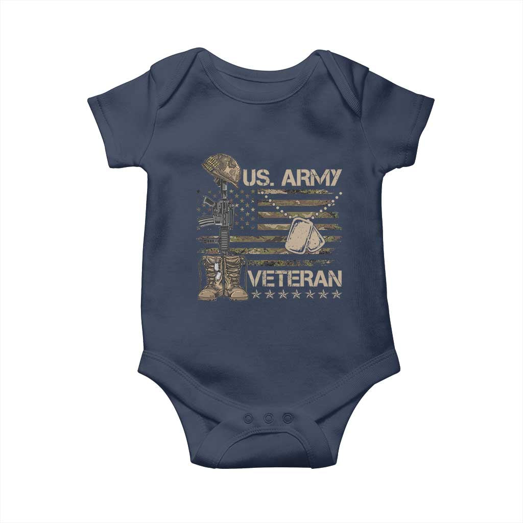 US Army Veteran Flag Baby Onesie TS10 Navy Print Your Wear