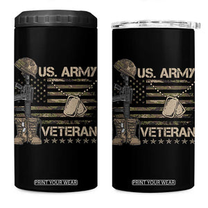US Army Veteran Flag 4 in 1 Can Cooler Tumbler TS10 One Size: 16 oz Black Print Your Wear