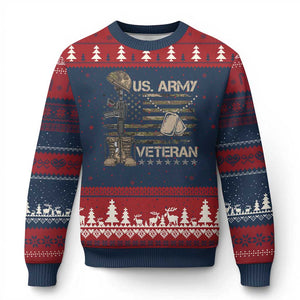 US Army Veteran Flag Ugly Christmas Sweater TS10 Navy Red Print Your Wear