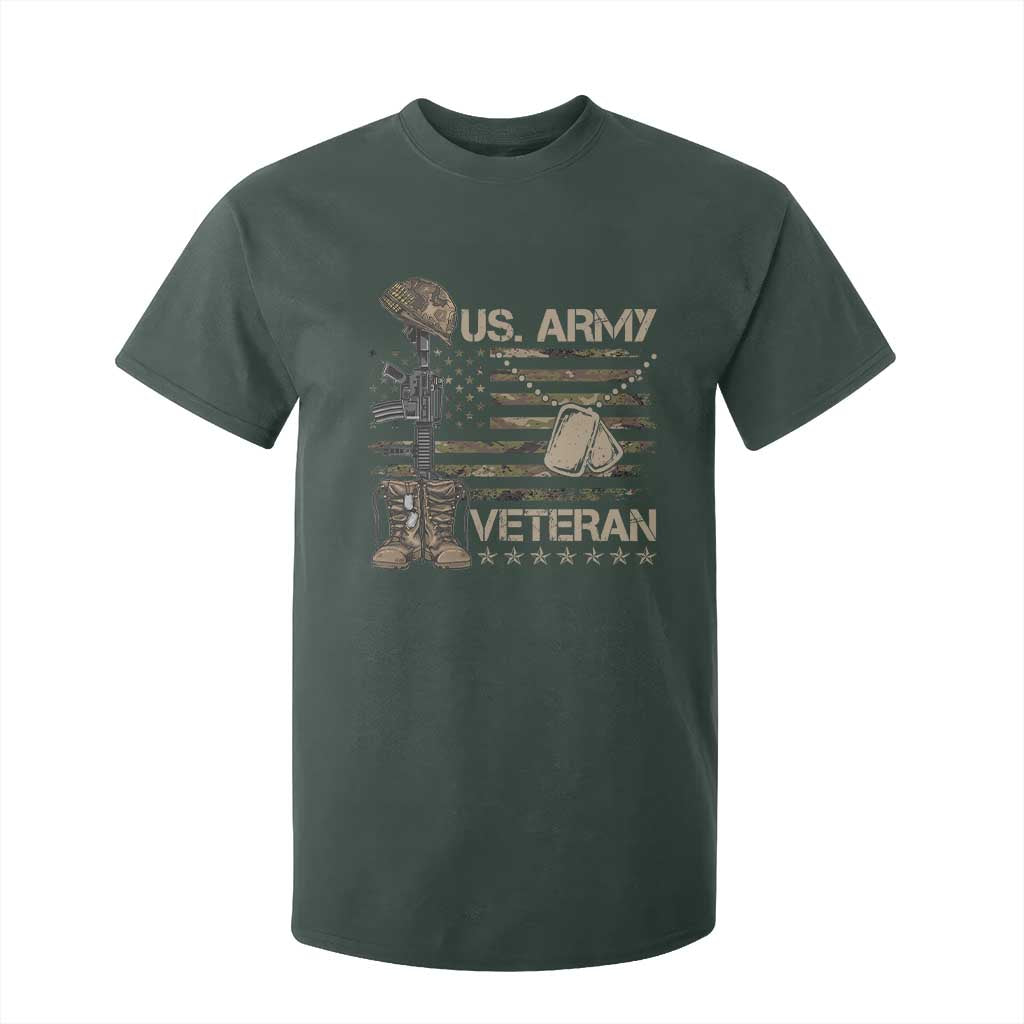 US Army Veteran Flag T Shirt For Kid TS10 Dark Forest Green Print Your Wear
