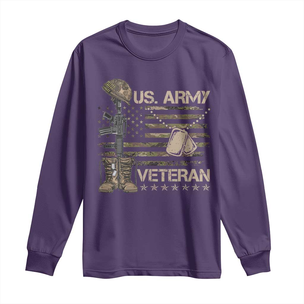 US Army Veteran Flag Long Sleeve Shirt TS10 Purple Print Your Wear