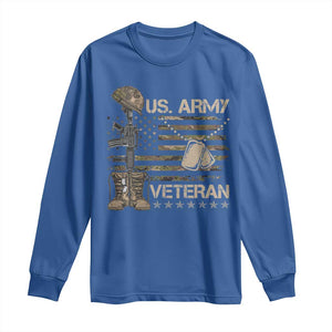 US Army Veteran Flag Long Sleeve Shirt TS10 Royal Blue Print Your Wear