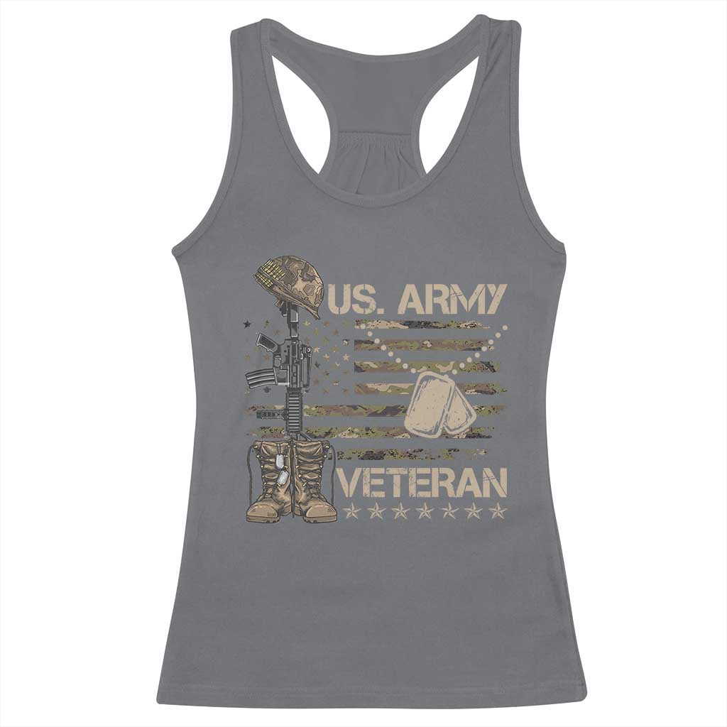 US Army Veteran Flag Racerback Tank Top TS10 Charcoal Print Your Wear