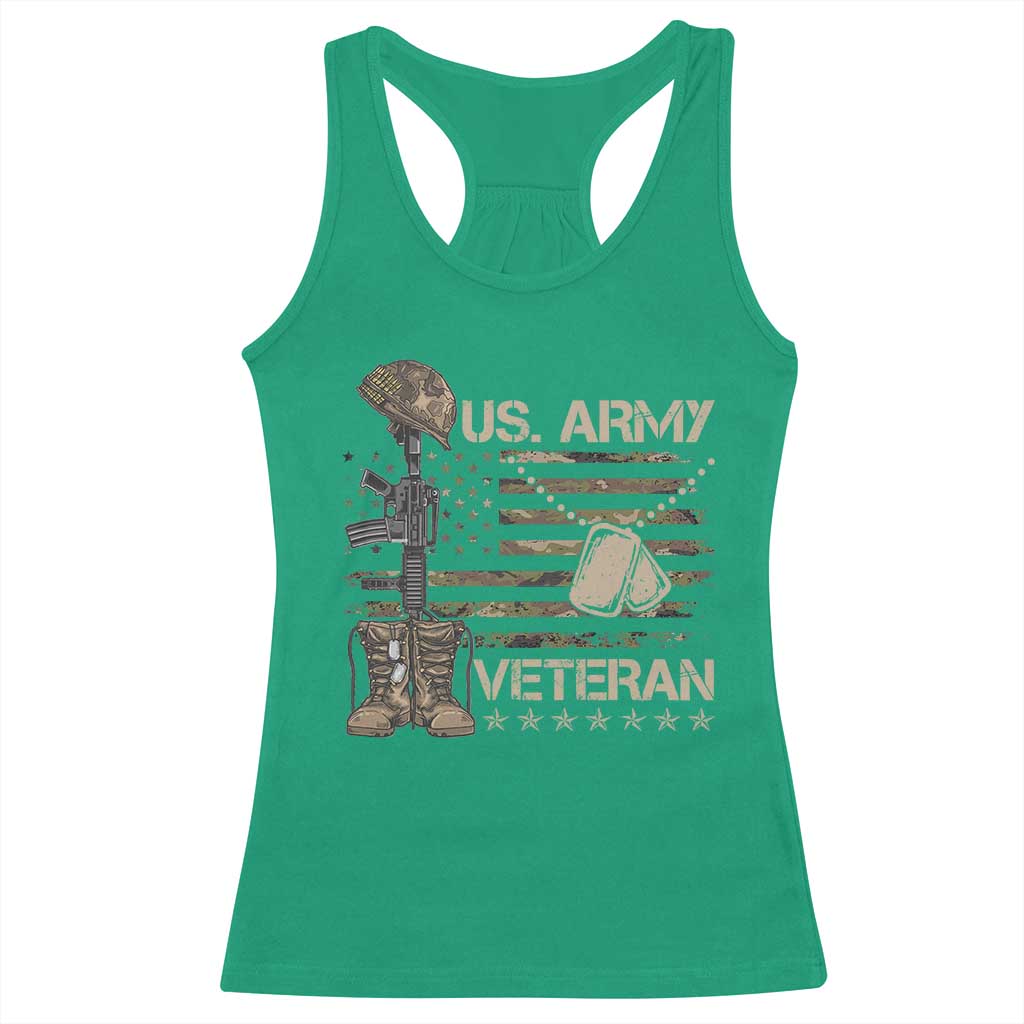 US Army Veteran Flag Racerback Tank Top TS10 Irish Green Print Your Wear