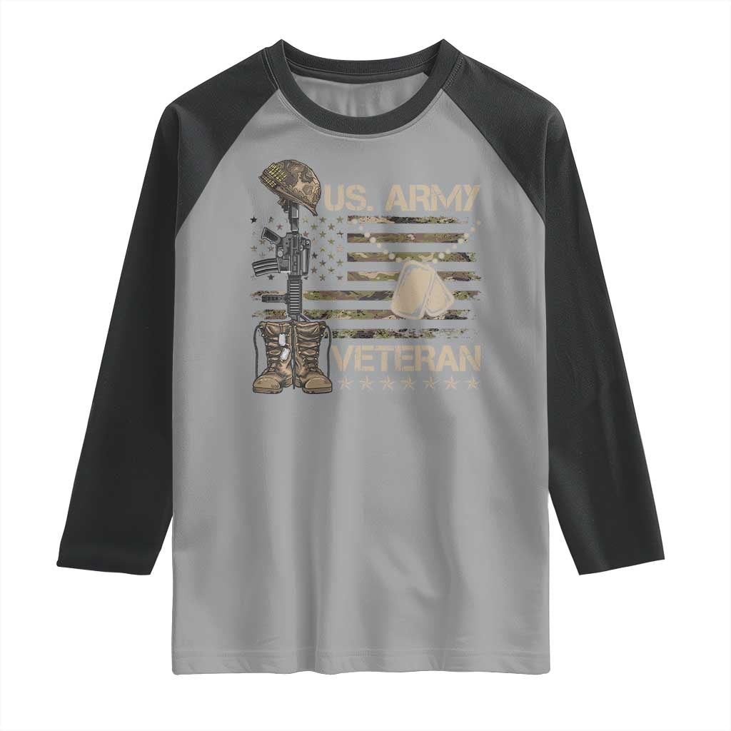 US Army Veteran Flag Raglan Shirt TS10 Sport Gray Black Print Your Wear