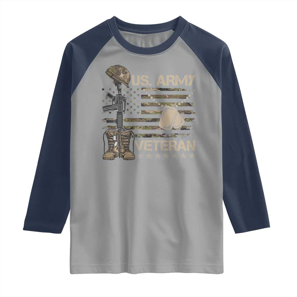 US Army Veteran Flag Raglan Shirt TS10 Sport Gray Navy Print Your Wear