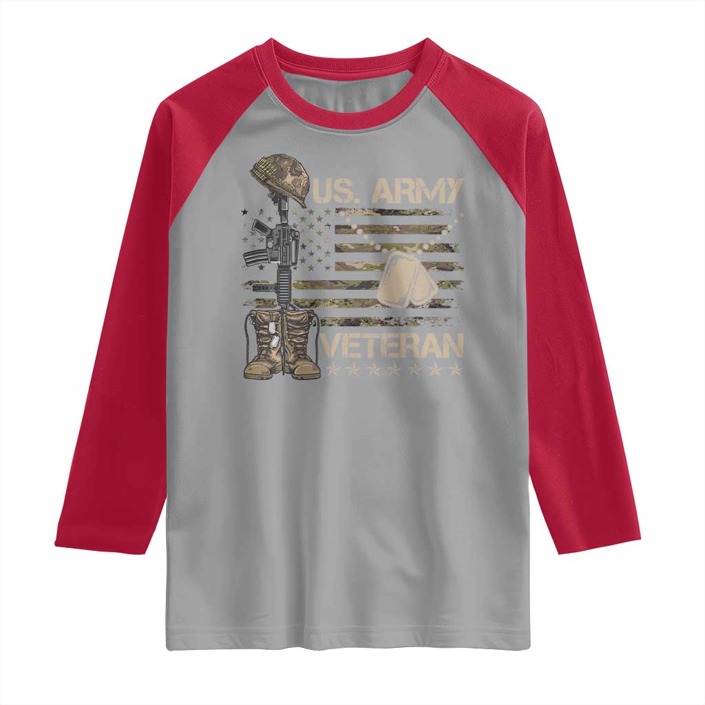 US Army Veteran Flag Raglan Shirt TS10 Sport Gray Red Print Your Wear