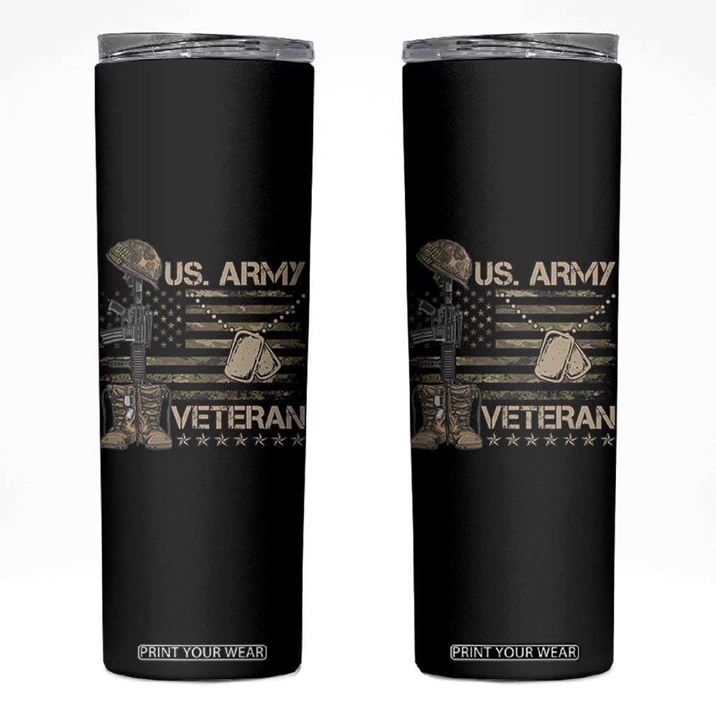 US Army Veteran Flag Skinny Tumbler TS10 Black Print Your Wear