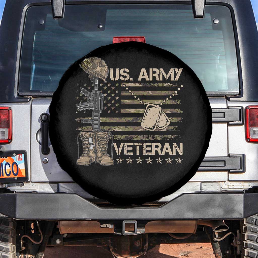 US Army Veteran Flag Spare Tire Cover TS10 No hole Black Print Your Wear