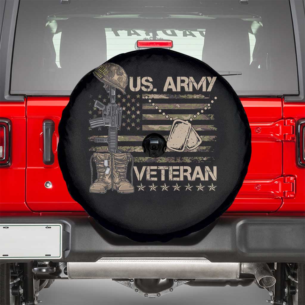 US Army Veteran Flag Spare Tire Cover TS10 Black Print Your Wear