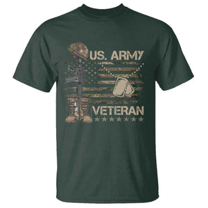US Army Veteran Flag T Shirt TS10 Dark Forest Green Print Your Wear