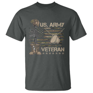 US Army Veteran Flag T Shirt TS10 Dark Heather Print Your Wear