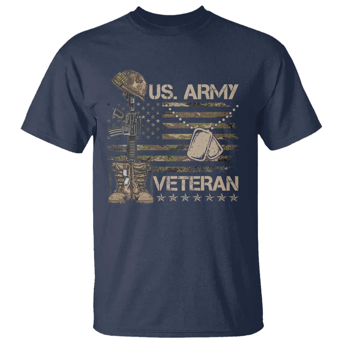 US Army Veteran Flag T Shirt TS10 Navy Print Your Wear