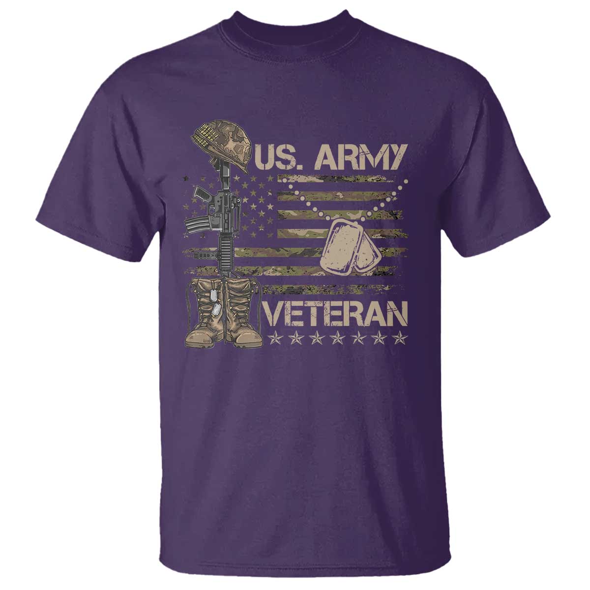 US Army Veteran Flag T Shirt TS10 Purple Print Your Wear