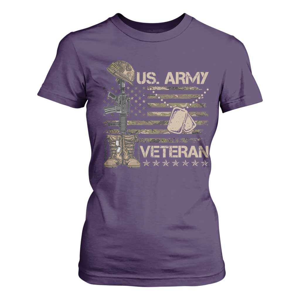 US Army Veteran Flag T Shirt For Women TS10 Purple Print Your Wear