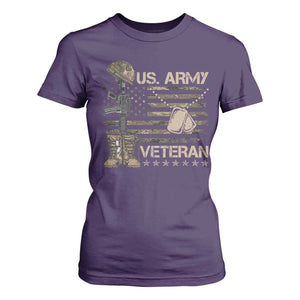 US Army Veteran Flag T Shirt For Women TS10 Purple Print Your Wear