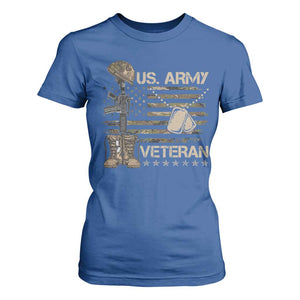 US Army Veteran Flag T Shirt For Women TS10 Royal Blue Print Your Wear