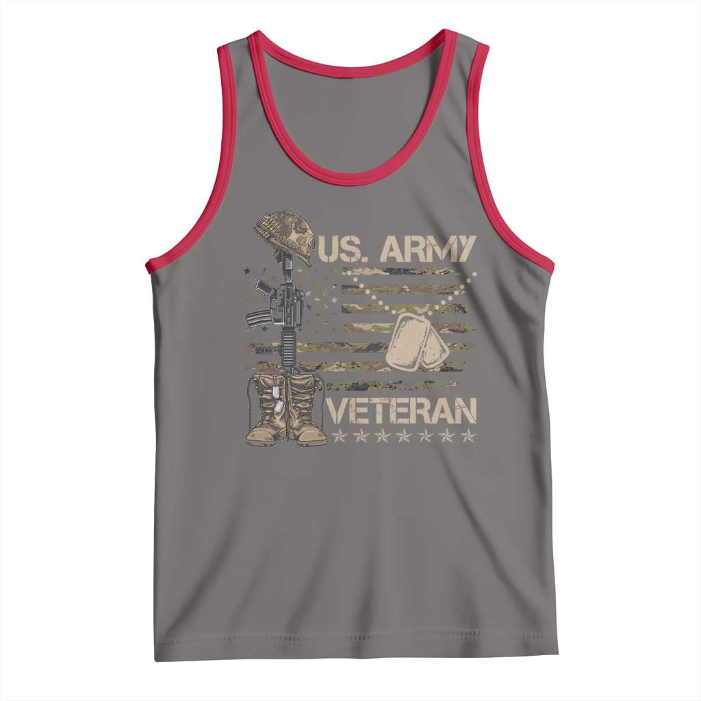 US Army Veteran Flag Tank Top TS10 Deep Heather Red Print Your Wear