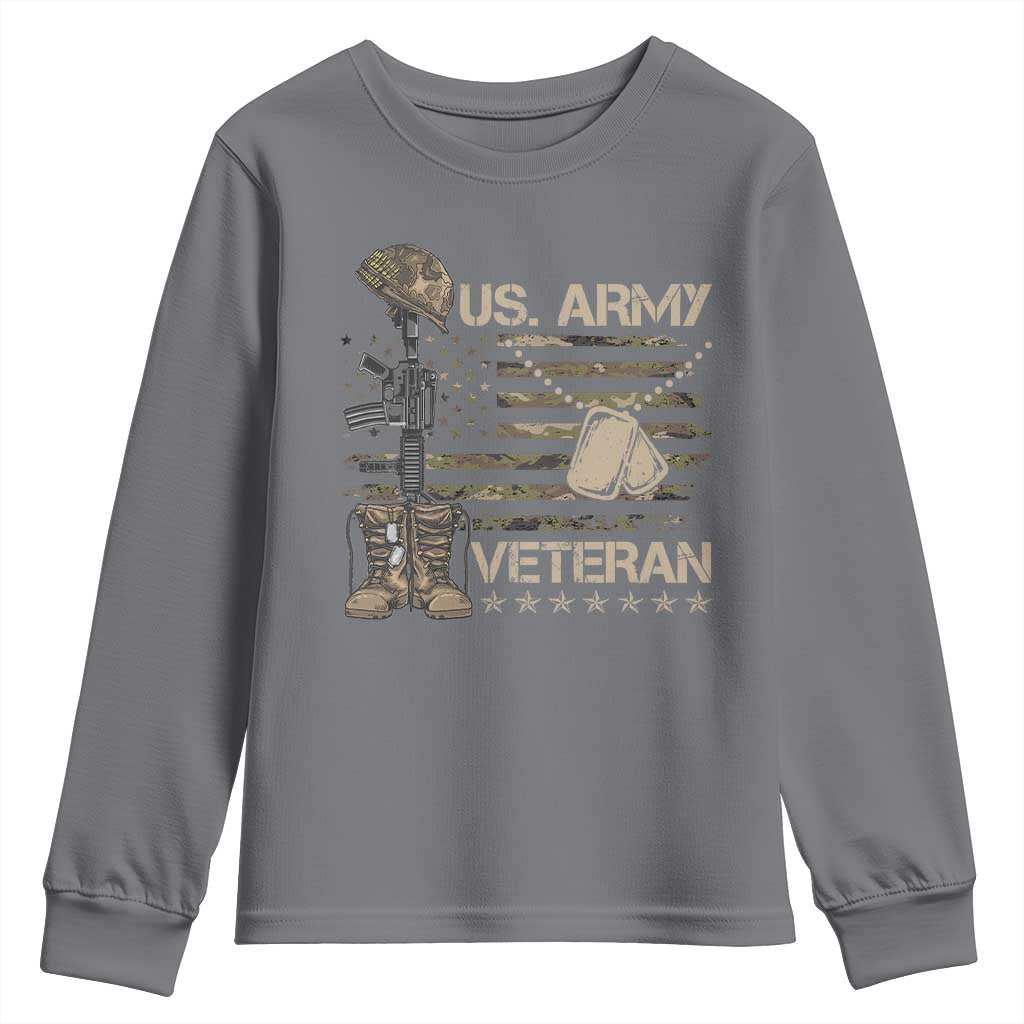 US Army Veteran Flag Youth Sweatshirt TS10 Charcoal Print Your Wear