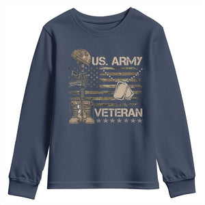 US Army Veteran Flag Youth Sweatshirt TS10 Navy Print Your Wear