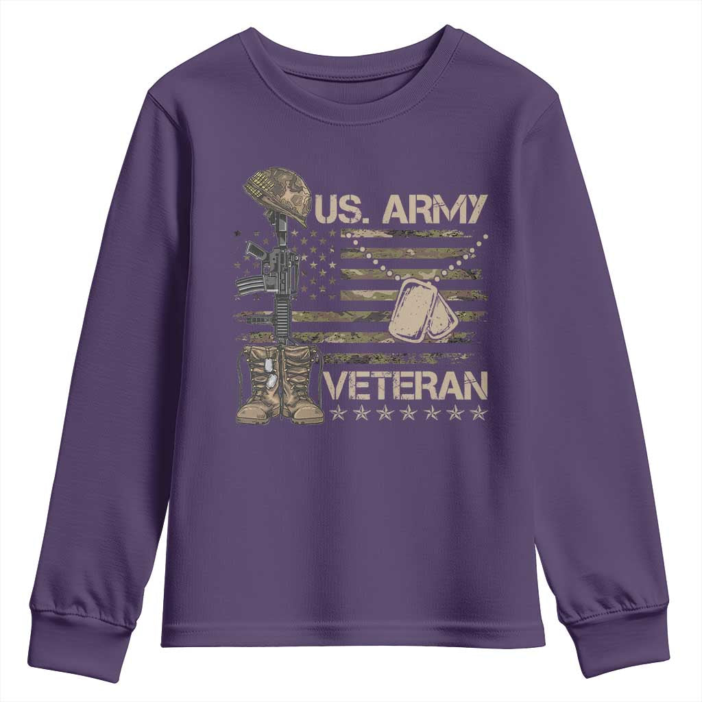 US Army Veteran Flag Youth Sweatshirt TS10 Purple Print Your Wear