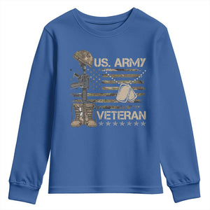 US Army Veteran Flag Youth Sweatshirt TS10 Royal Blue Print Your Wear