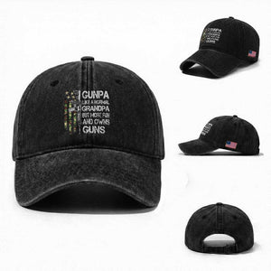 Gunpa Washed Cotton Baseball Cap Guns Grandpa More Fun Camo American Flag USA Camouflage TS10 Washed Cap Universal Fit Black Print Your Wear