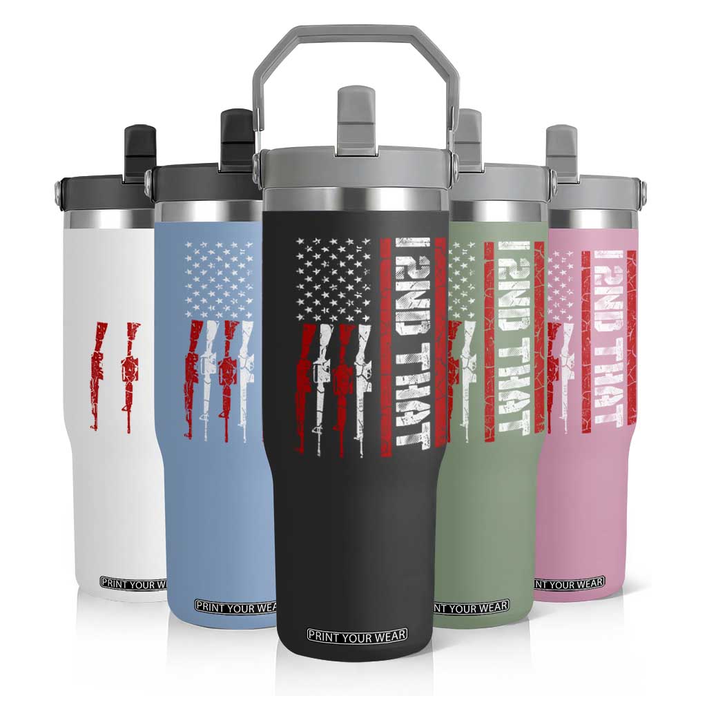 Vintage USA Flag 2nd Amendment Flip Straw Tumbler Pro Gun Lovers TS10 Print Your Wear