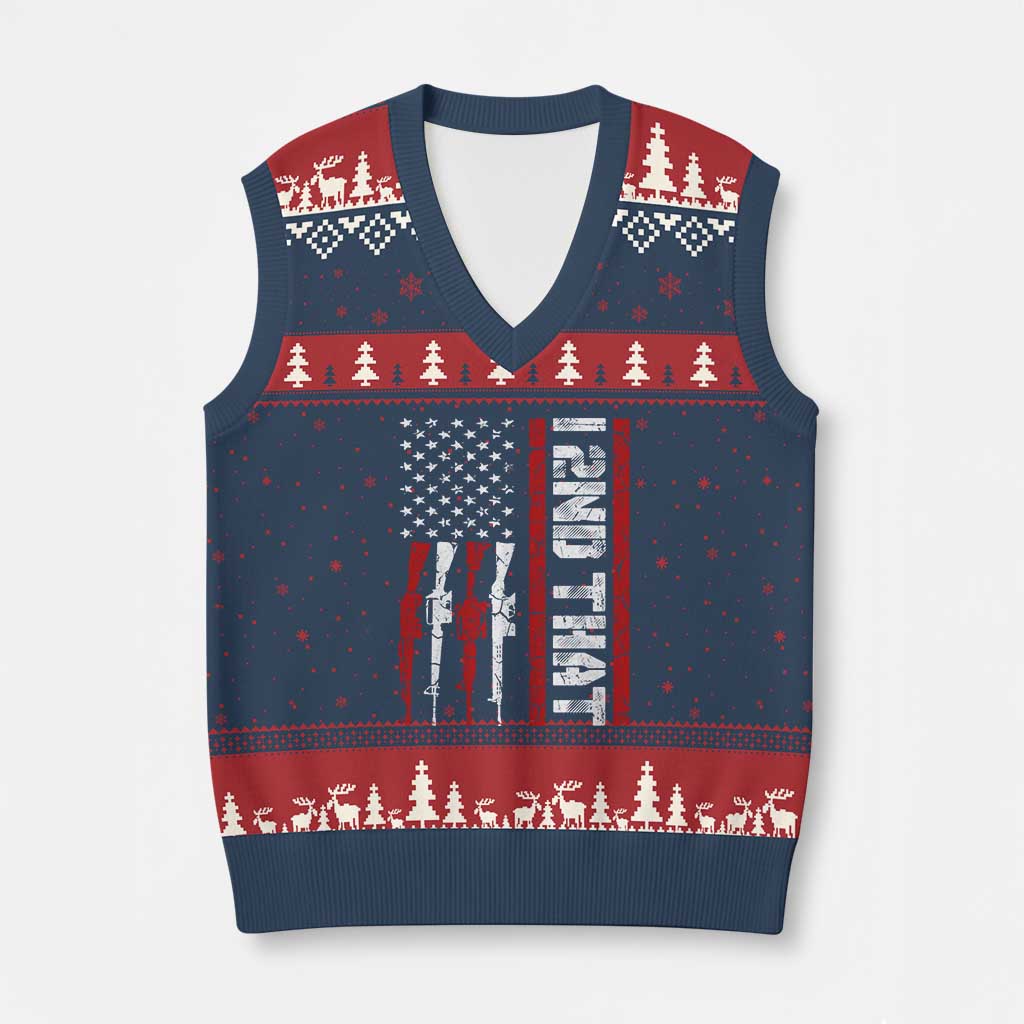 Vintage USA Flag 2nd Amendment V-Neck Knit Sweater Vest Pro Gun Lovers TS10 Navy Red Print Your Wear
