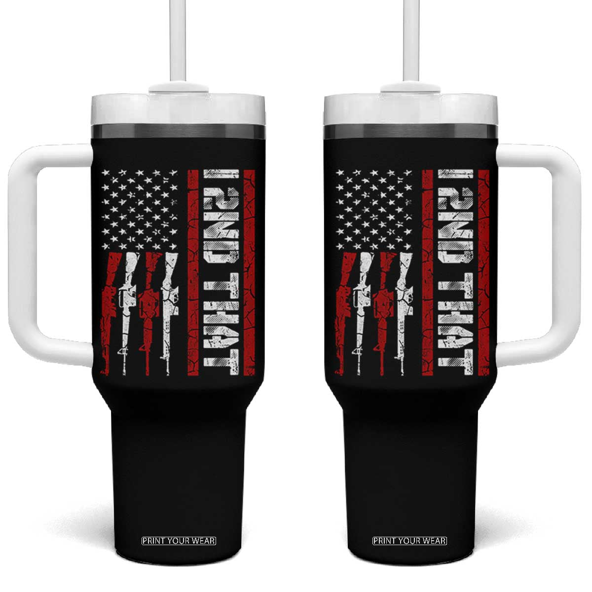 Vintage USA Flag 2nd Amendment Tumbler With Handle Pro Gun Lovers TS10 One Size: 40 oz Black Print Your Wear