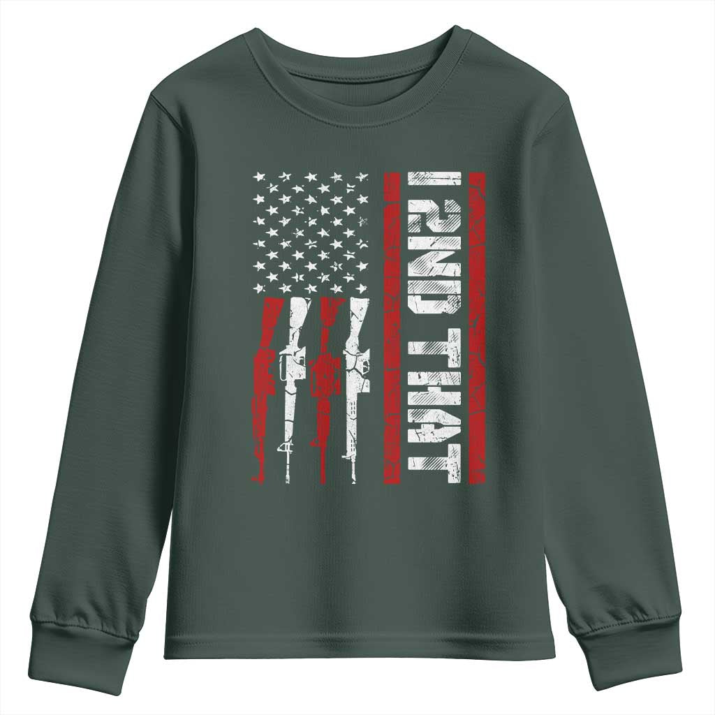 Vintage USA Flag 2nd Amendment Youth Sweatshirt Pro Gun Lovers TS10 Dark Forest Green Print Your Wear