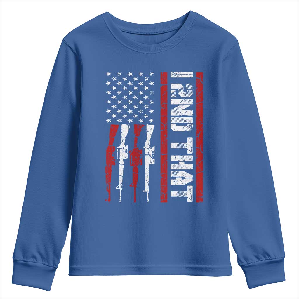 Vintage USA Flag 2nd Amendment Youth Sweatshirt Pro Gun Lovers TS10 Royal Blue Print Your Wear