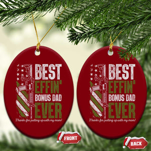 Best Effin Bonus Dad Ever Ceramic Ornament Step Dad Gun American Flag TS10 Print Your Wear