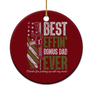Best Effin Bonus Dad Ever Ceramic Ornament Step Dad Gun American Flag TS10 1pc Red Print Your Wear