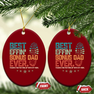 Funny Step Dad Ceramic Ornament Best Effin Bonus Dad Ever Retro TS10 Print Your Wear