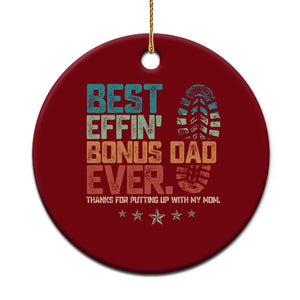Funny Step Dad Ceramic Ornament Best Effin Bonus Dad Ever Retro TS10 1pc Red Print Your Wear