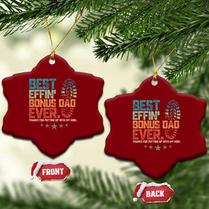 Funny Step Dad Ceramic Ornament Best Effin Bonus Dad Ever Retro TS10 Print Your Wear