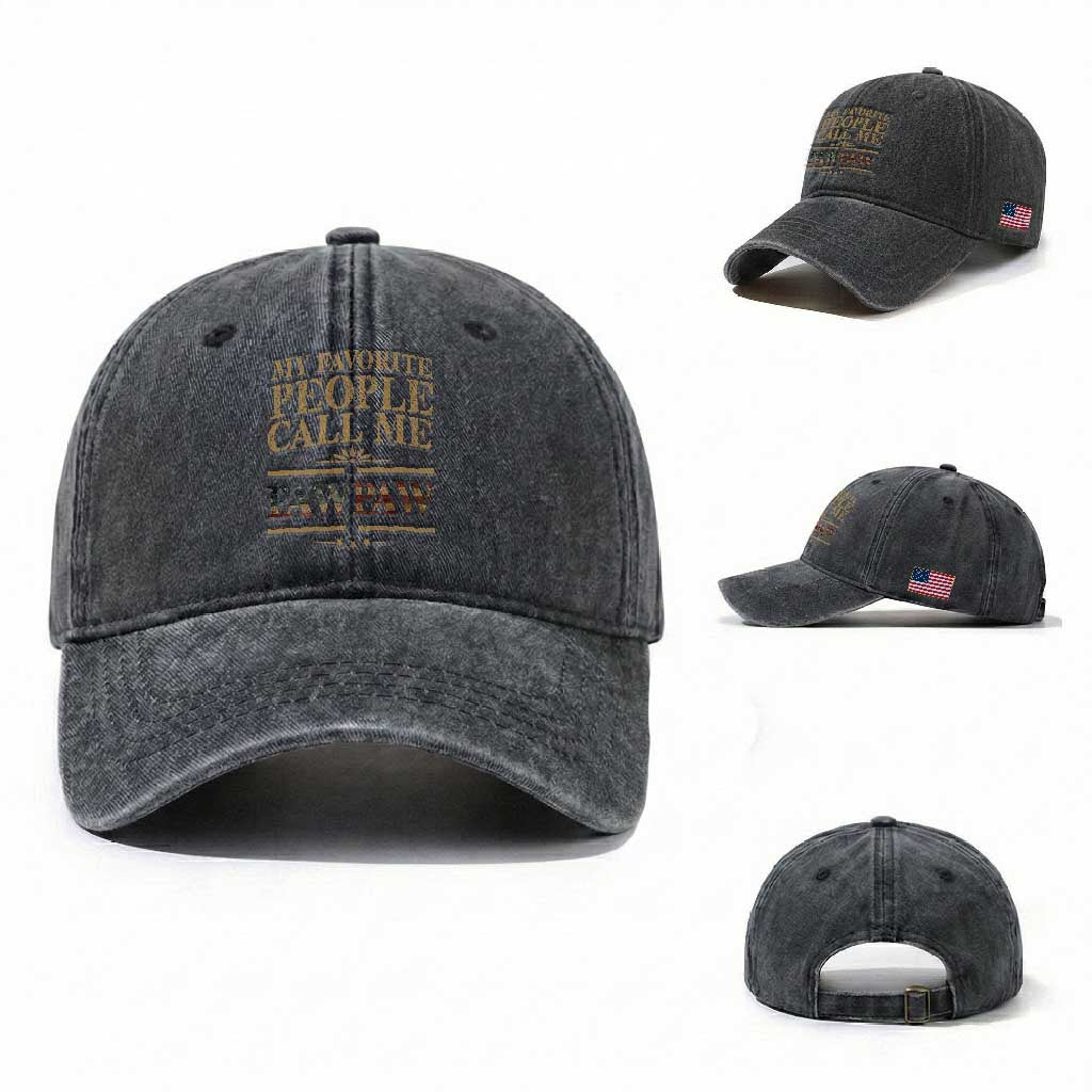 Funny Grandpa Washed Cotton Baseball Cap My Favorite People Call Me Pop Pop Retro American Flag TS10 Washed Cap Universal Fit Dark Gray Print Your Wear
