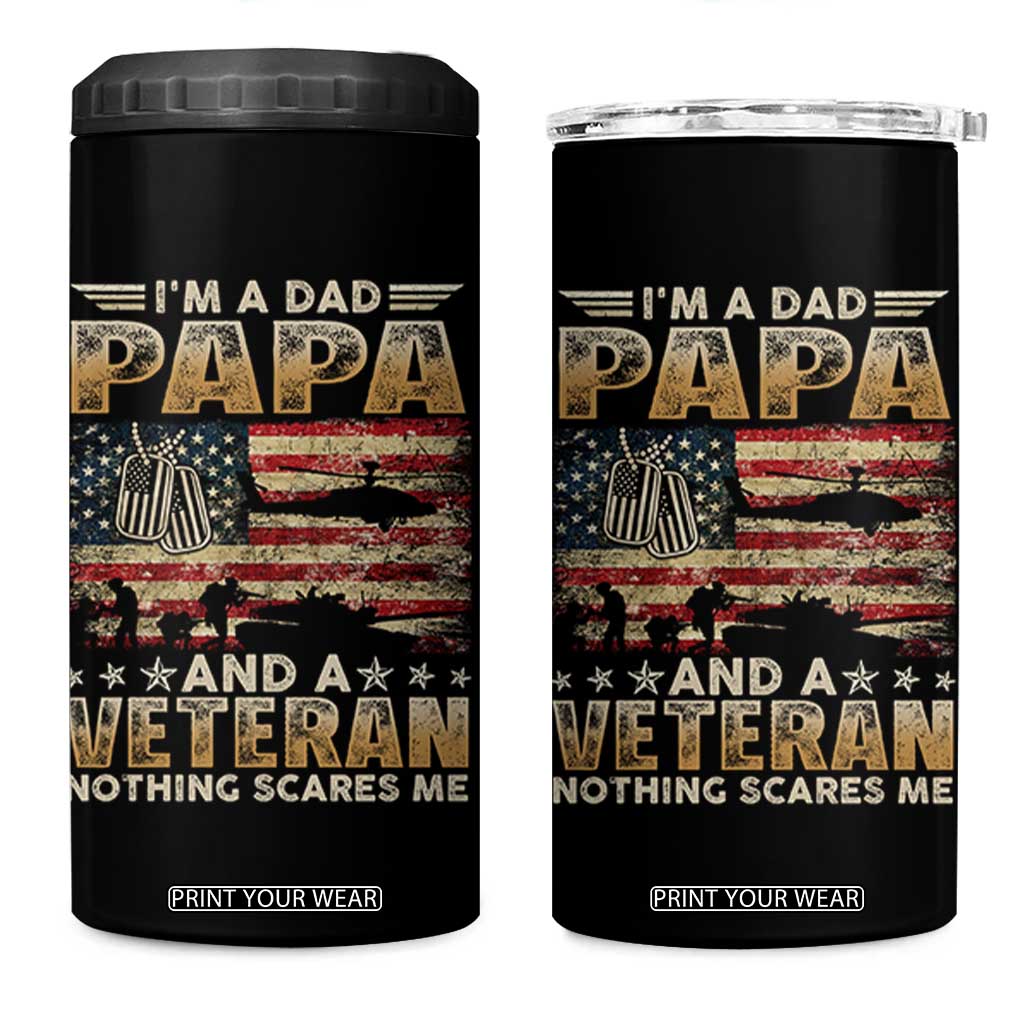 Funny Veteran Dad 4 in 1 Can Cooler Tumbler Funny Military Veteran USA Flag TS10 One Size: 16 oz Black Print Your Wear