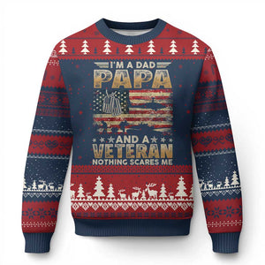 Funny Veteran Dad Ugly Christmas Sweater Funny Military Veteran USA Flag TS10 Navy Red Print Your Wear