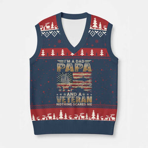 Funny Veteran Dad V-Neck Knit Sweater Vest Funny Military Veteran USA Flag TS10 Navy Red Print Your Wear