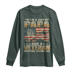 Funny Veteran Dad Long Sleeve Shirt Funny Military Veteran USA Flag TS10 Dark Forest Green Print Your Wear