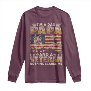 Funny Veteran Dad Long Sleeve Shirt Funny Military Veteran USA Flag TS10 Maroon Print Your Wear