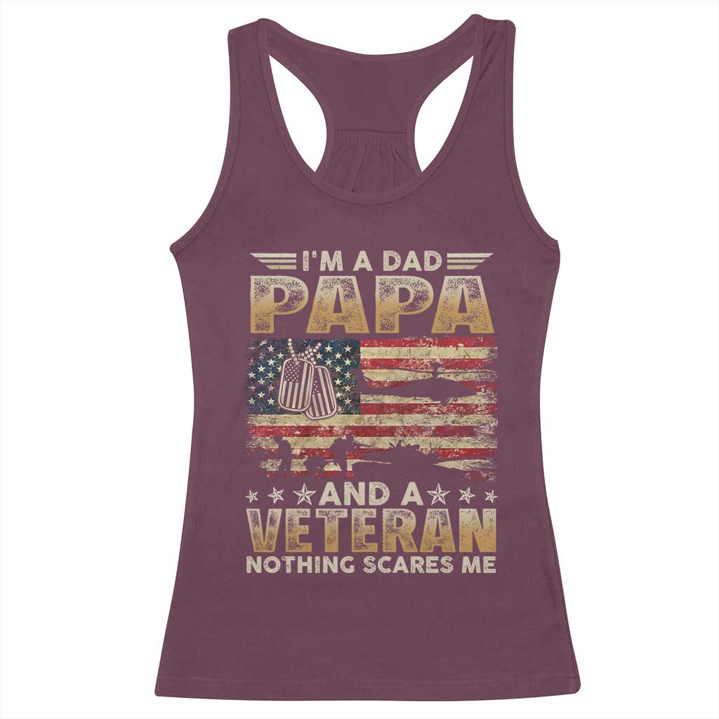 Funny Veteran Dad Racerback Tank Top Funny Military Veteran USA Flag TS10 Maroon Print Your Wear