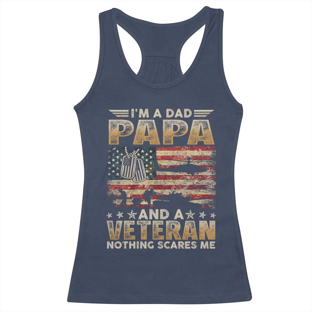 Funny Veteran Dad Racerback Tank Top Funny Military Veteran USA Flag TS10 Navy Print Your Wear
