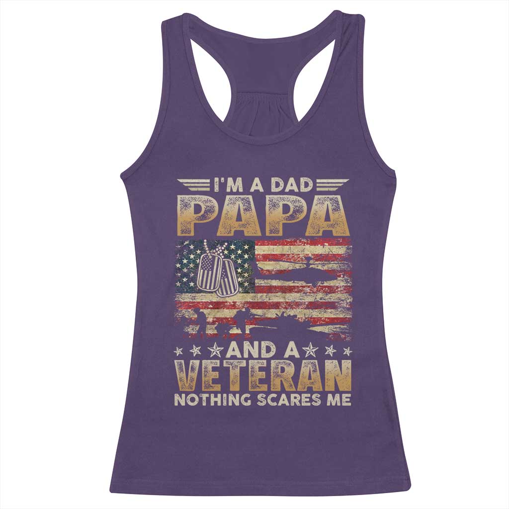 Funny Veteran Dad Racerback Tank Top Funny Military Veteran USA Flag TS10 Purple Print Your Wear